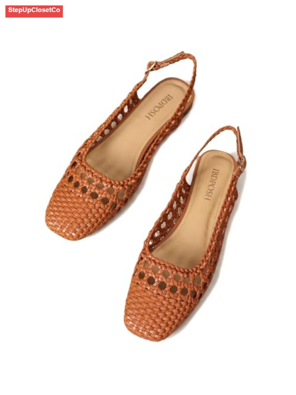 Square Toe Braided Slingback Flats Comfortable Dressy Summer Shoes Office Travel